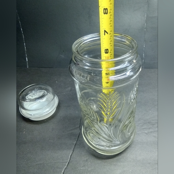 Planters Mr Peanut Glass Apothecary Jar Canister VTG 1982 Wide Pnut Leaf Design - Picture 9 of 12